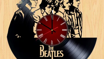 Макет "Шаблон настенных часов с виниловой пластинкой Beatles"