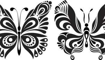 Макет "Черно-белые бабочки татуировки"