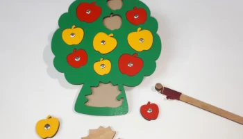 Простая деревянная игрушка-головоломка с яблоком для раннего дошкольного обучения