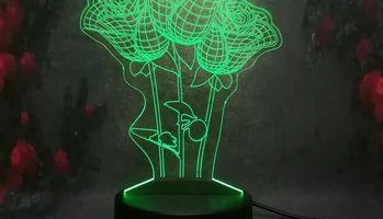 Макет "Цветок розы 3d иллюзионная лампа"
