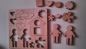 Макет "Деревянная головоломка современные развивающие игрушки для детей шаблон"