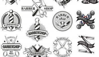Макет "Набор логотипов для парикмахерской"