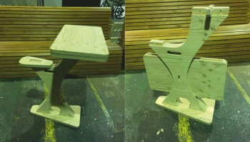 Макет "Детская деревянная парта с приставным сиденьем"