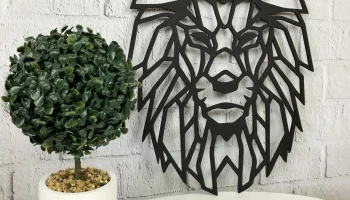 Макет "Настенный декор деревянная панель геометрическая голова льва"