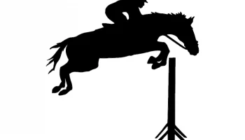 Макет "Жокей на лошади, прыгающий с препятствиями"