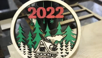 Макет "Новый год 2022 деревянный подвесной кулон"