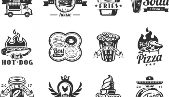 Макет "Набор логотипов для еды"