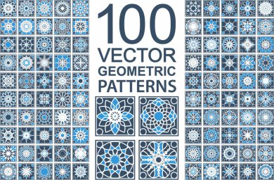 Макет "Векторный набор из 100 геометрических узоров" 0