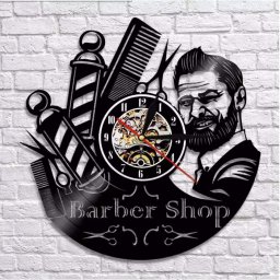 Макет "Настенные часы с виниловой пластинкой с логотипом парикмахерской" 2