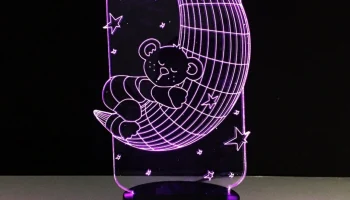 Макет "Плюшевый мишка на луне лампа 3d ночник иллюзия светодиодная лампа"