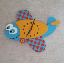 Макет "Симпатичная рыба настенные часы детские ясли часы" 0