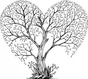 Макет "Гравировка дерево сердце украшение" 0
