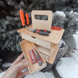 Макет "Деревянный ящик для инструментов с выдвижными ящиками" 0
