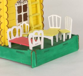 Макет "Мебель для кукольного дома миниатюрная кровать стол стул" 1