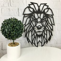 Макет "Настенный декор деревянная панель геометрическая голова льва" 0