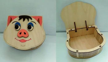 Макет "Проект фанерной коробки для свиньи с крышкой"