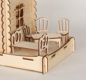 Макет "Мебель для кукольного дома миниатюрная кровать стол стул" 0