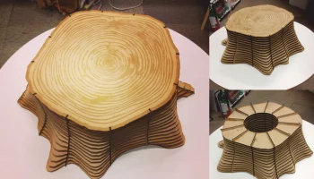 Макет "Стол-стул-стул в форме основания дерева"