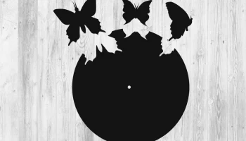 Макет "Шаблон настенных часов с бабочками"