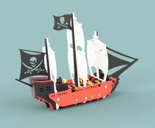 Макет "Пиратский корабль векторный файл для ЧПУ" 0