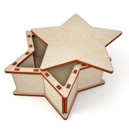 Макет "Деревянная подарочная коробка со звездой" 0