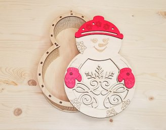 Макет "Снеговик коробка конфет Новогодняя подарочная коробка" 0