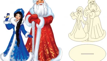 Макет "новогоднее украшение в виде Санта Клауса и Снегурочки"