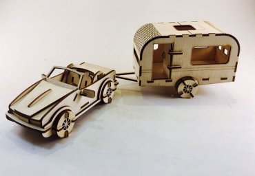 Макет "Автомобиль и автофургон деревянная игрушка 3d модель" 0