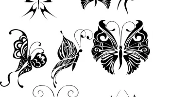 Макет "Дизайн татуировки бабочки векторы украшение"
