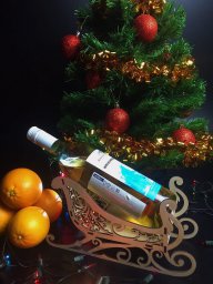 Макет "новогодние сани держатель для вина" 0