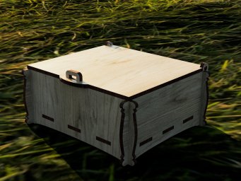 Макет "Неглубокий деревянный ящик с замком" 0