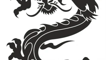 Макет "Китайский дракон силуэт татуировки племенной вектор"