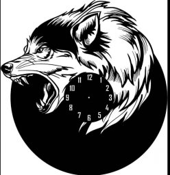 Макет "Настенные часы в форме волка" 0
