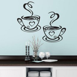 Макет "Пара кофейных чашек кафе чай наклейки на стену кафе арт" 2