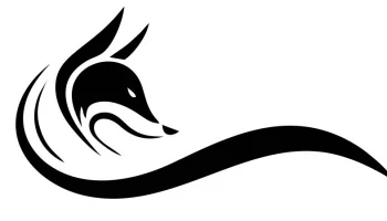 Макет "Черный логотип в виде головы лисы"