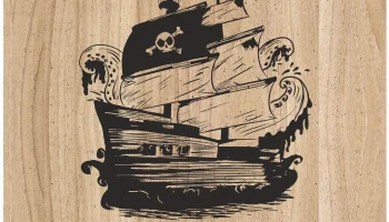 Макет "Лазерная гравировка пиратский корабль украшение на разделочной доске"