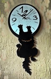 Макет "Настенные часы в виде наглого кота" 0