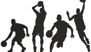 Силуэт людей, играющих в баскетбол