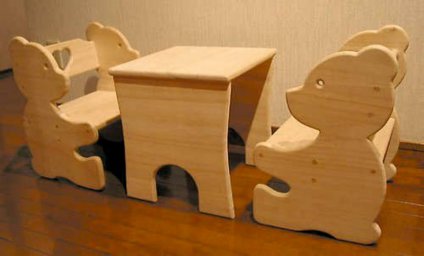 Макет "Детский стул и стол с медвежонком" 0