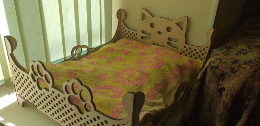 Макет "Деревянная кровать для кошек" 0