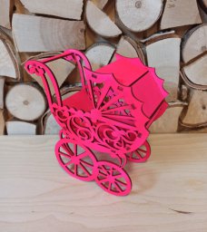 Макет "Свадебные сувениры в виде коляски с коляской для детского душа" 1