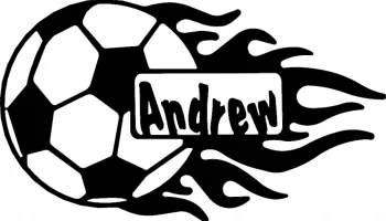 Mock-up "Soccer ball with flame and name"