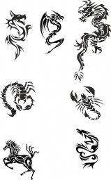 Макет "Векторный набор рисунков татуировок дракона" 0