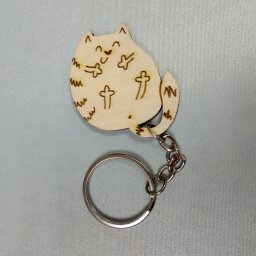 Макет "Шаблон брелка для ключей в виде деревянной кошки" 0