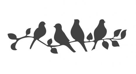 Макет "Красивые птицы на ветке векторный трафарет" 0