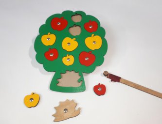 Макет "Простая деревянная игрушка-головоломка с яблоком для раннего дошкольного обучения" 0