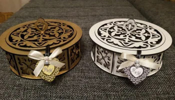 Макет "Декоративная деревянная круглая коробка корзина для конфет"