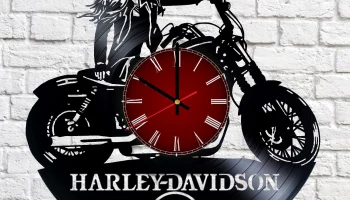 Макет "Harley davidson виниловая пластинка настенные часы"