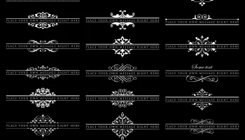Макет "Векторный набор из 27 богато украшенных головных уборов, изолированных на черном фоне"