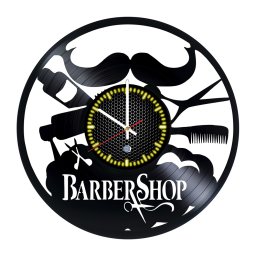 Макет "Винтажные настенные часы с виниловыми пластинками для декора парикмахерской" 0